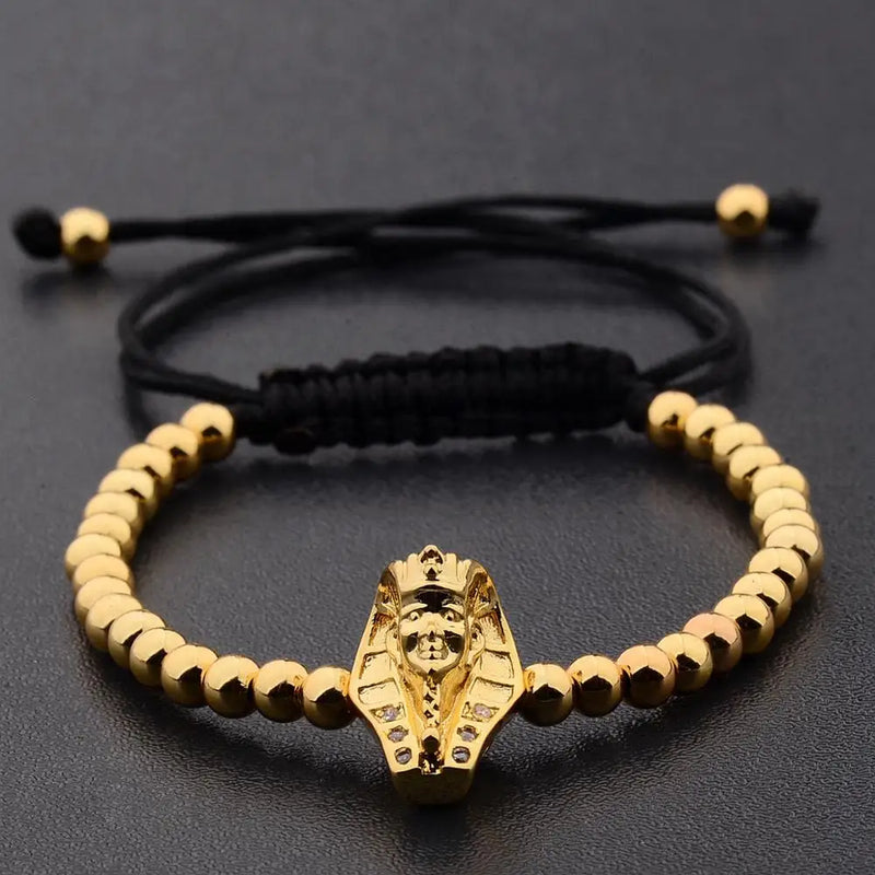 France Egypt Couple Bracelet Jewelry Gold&Silver Color Alloy Pharaoh Shape Luxury Woven Bracelet Best Gift For Men Women Jewelry