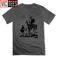 Picasso Art Painting Man's T-Shirt Don Quixote knight Vintage Men T Shirts Tees Short Sleeve 100% Cotton Funny O Neck