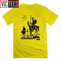 Picasso Art Painting Man's T-Shirt Don Quixote knight Vintage Men T Shirts Tees Short Sleeve 100% Cotton Funny O Neck