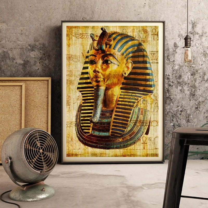 Egypt Wall Art Canvas Poster Parchment Paper Style Old Antique Poster Prints Retro Egyptian Picture Wall Decor King Tut Queen