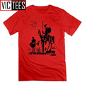 Picasso Art Painting Man's T-Shirt Don Quixote knight Vintage Men T Shirts Tees Short Sleeve 100% Cotton Funny O Neck