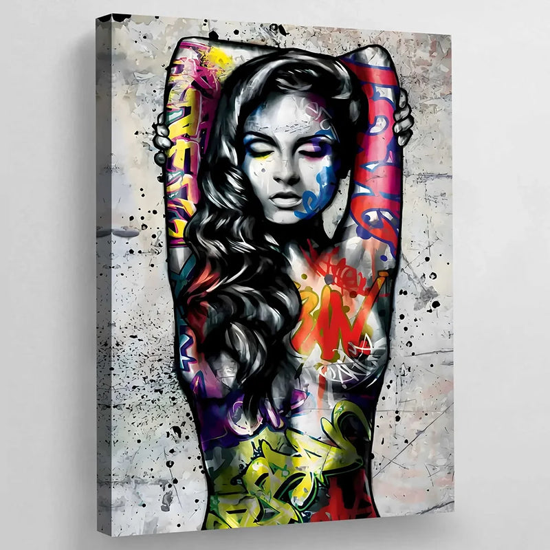Street Art Woman Body Graffiti Wall Art Canvas Painting Female Body Tattoo Poster And Prints Pictures For Bedroom Home Decor