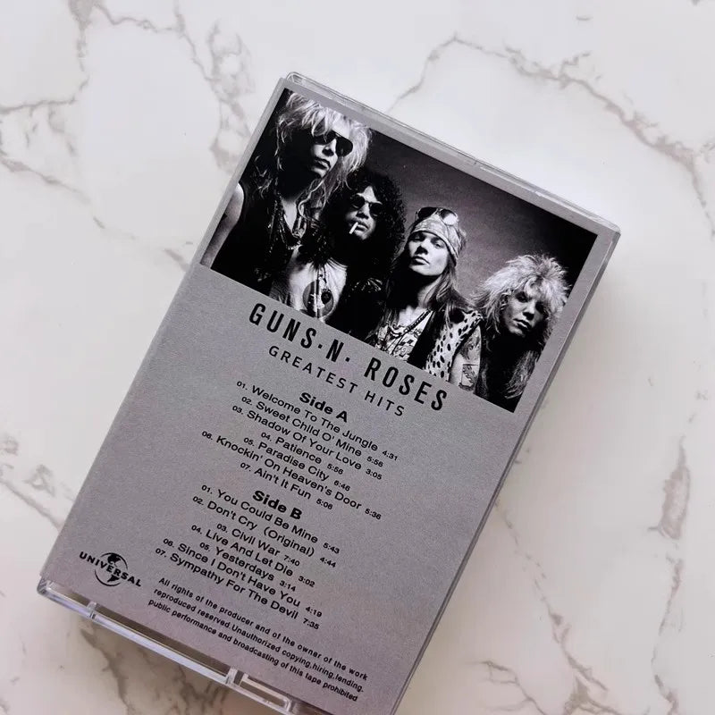 Retro Guns N' Roses Music Magnetic Tape Greatest Hits Album Cassette Cosplay Walkman Car Recorder Soundtracks Box Party Music