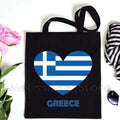 Love Denmark France Greece Egypt Ecuador Mexico Romania Djibouti USA UAE UK Belgium Cape Verde Heart Flag Cute Tote Bag Handbags