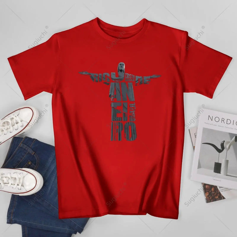 Unisex Men Brazil Jesus Christ Rio De Janeiro Cristo Souvenir Tshirt Tees T Shirts Women Boys 100% Cotton T-Shirt