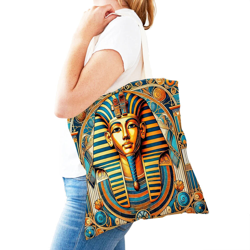 Pharaohs Anubis Women Shopper Bag Murals of Ancient Egyptian Double Print Girl Tote Lady Handbag Shopping Bags