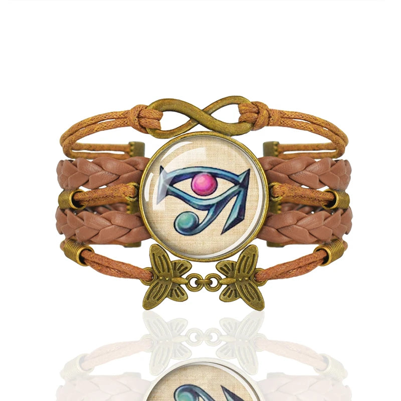 Ancient Egyptian Culture Bangles Ankh Anubis Scarab Isis Goddess The Eye of Horus Weave Bracelet Men Women Jewelry Souvenir Gift