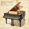 Retro Antique Music Instruments Guitar Microphone Drums Piano Art Poster Canvas Painting Wall Prints Picture Room Home Decor