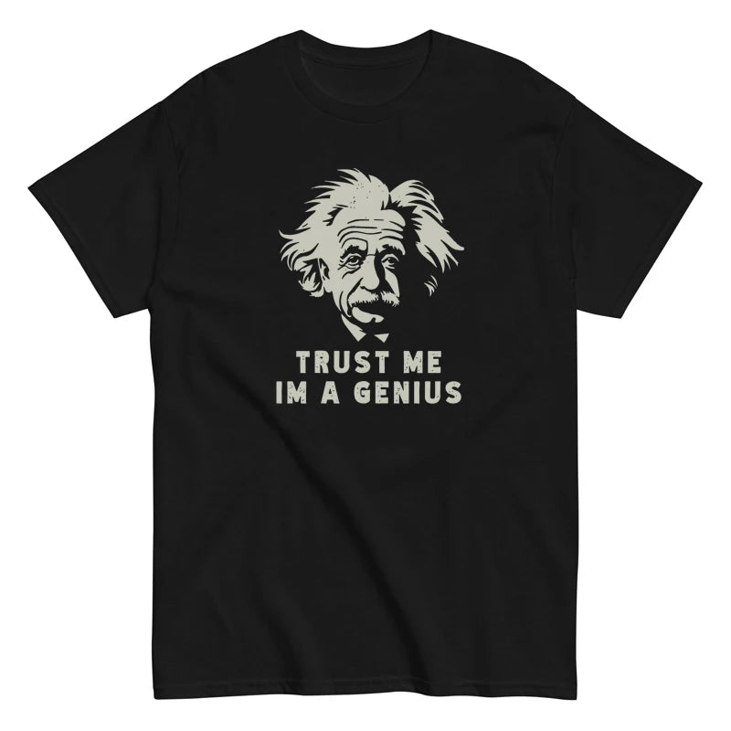 Einstein Trust Me I'm A Genius. Printed Base for Men and Women Couples T-shirt Fashion Casual Cotton Short Sleeves