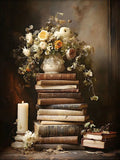 Retro Abstract Dark College Books Skull Flowers Candles Poster Canvas Art Painting Printing Home Room Wall Pictures Decor Gift