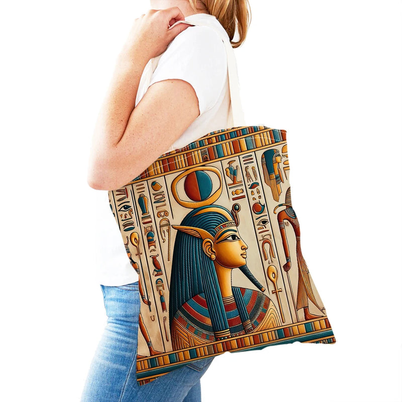 Pharaohs Anubis Women Shopper Bag Murals of Ancient Egyptian Double Print Girl Tote Lady Handbag Shopping Bags