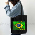 Brazil Map Brazilian Flag Heartbeat Guitar Love Heart Country Watercolor Gift Shoulder Canvas Tote Bag Harajuku Fashion Handbag