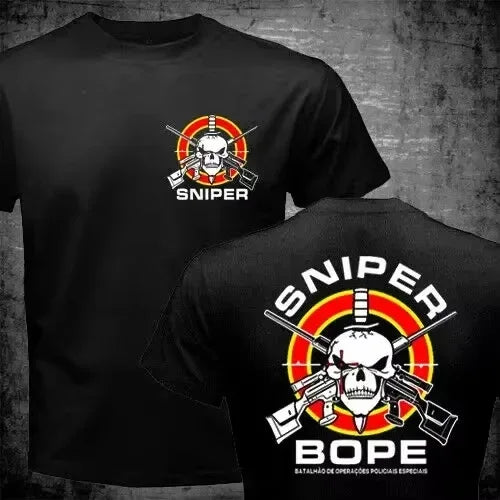 Brazil Military Unit BOPE Special Forces Sniper Men T-shirt Casual Streetwear 100% Cotton Loose Tops Breathable Tee Pro Choice