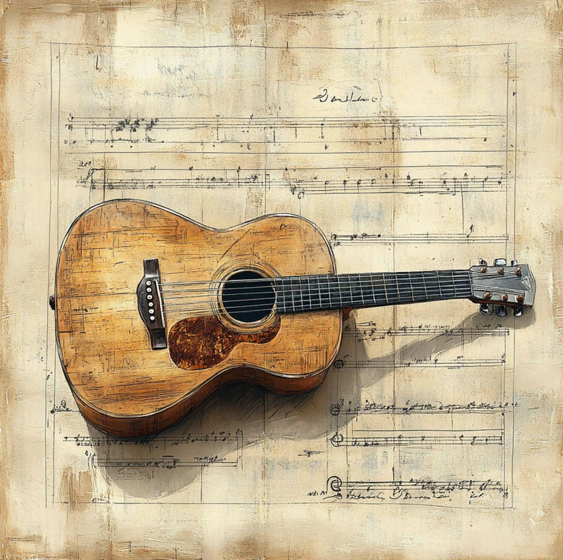 Retro Antique Music Instruments Guitar Microphone Drums Piano Art Poster Canvas Painting Wall Prints Picture Room Home Decor