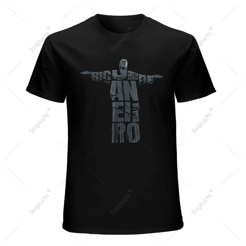Unisex Men Brazil Jesus Christ Rio De Janeiro Cristo Souvenir Tshirt Tees T Shirts Women Boys 100% Cotton T-Shirt