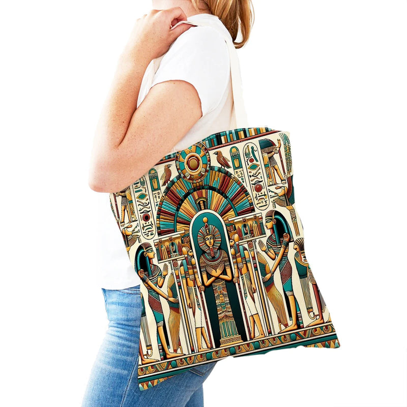 Pharaohs Anubis Women Shopper Bag Murals of Ancient Egyptian Double Print Girl Tote Lady Handbag Shopping Bags