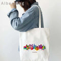 Luanda Angola Map Flag Emblem Gift Idea Love Heart South Africa Skyline Shopper Harajuku Canvas Tote Bag Cotton Shopping Handbag