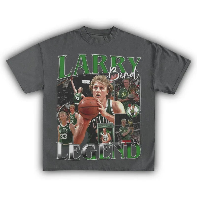 Larry Bird Basketball Graphic Cotton T-shirt Women Unisex Fans Essentials Short Sleeve Retro Top Summer Fashion Luxury Brand Tee