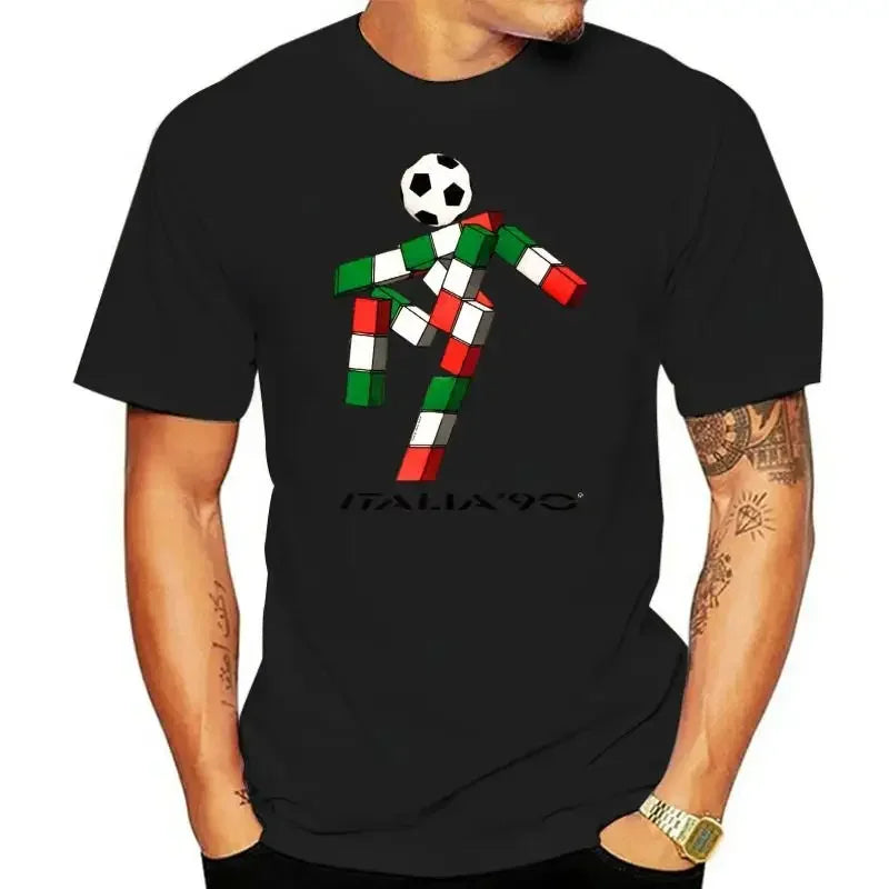 Mens Retro 2 T Shirt Italia Football Mascot Italy Tumblr Soccer Men Clothing Graphic Oversized T Shirt Harajuku 90 Summer Funny