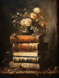 Retro Abstract Dark College Books Skull Flowers Candles Poster Canvas Art Painting Printing Home Room Wall Pictures Decor Gift