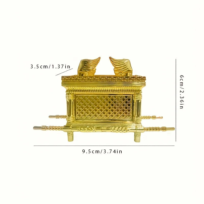 Golden Ark Covenant Figurine Commandments, Aaron’s Rod & Manna - Religious Jewelry Box, Multi-Faith Holidays, No Electricity