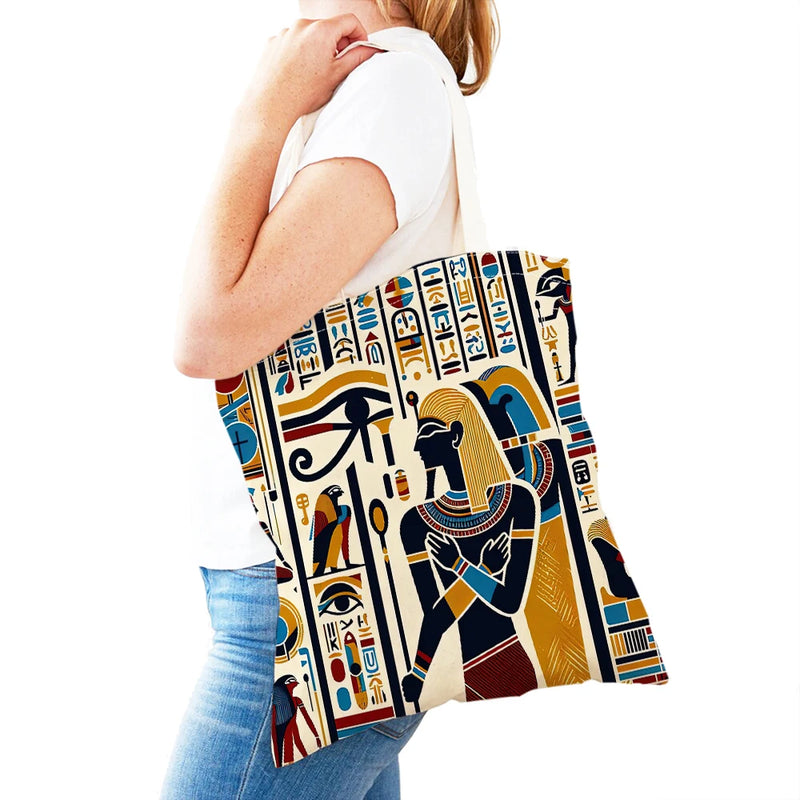 Pharaohs Anubis Women Shopper Bag Murals of Ancient Egyptian Double Print Girl Tote Lady Handbag Shopping Bags