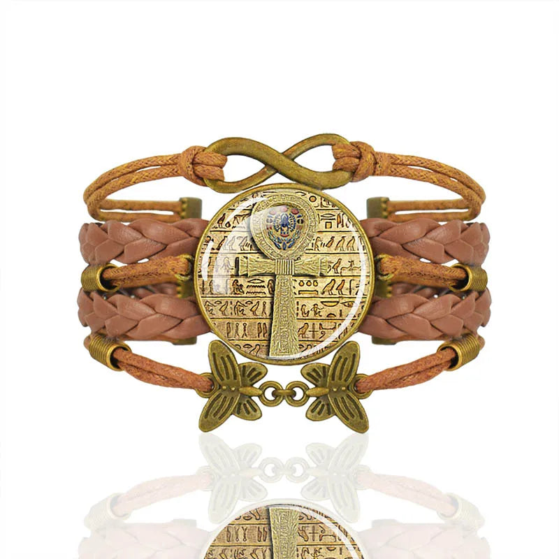 Ancient Egyptian Culture Bangles Ankh Anubis Scarab Isis Goddess The Eye of Horus Weave Bracelet Men Women Jewelry Souvenir Gift