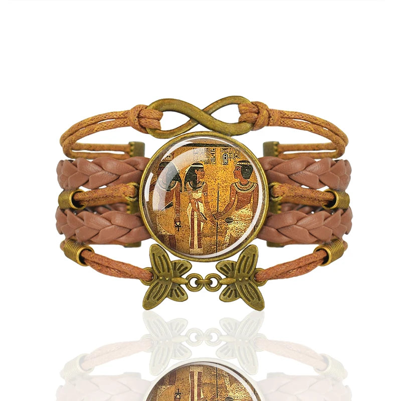Ancient Egyptian Culture Bangles Ankh Anubis Scarab Isis Goddess The Eye of Horus Weave Bracelet Men Women Jewelry Souvenir Gift