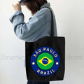 Brazil Map Brazilian Flag Heartbeat Guitar Love Heart Country Watercolor Gift Shoulder Canvas Tote Bag Harajuku Fashion Handbag