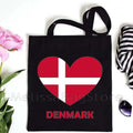 Love Denmark France Greece Egypt Ecuador Mexico Romania Djibouti USA UAE UK Belgium Cape Verde Heart Flag Cute Tote Bag Handbags