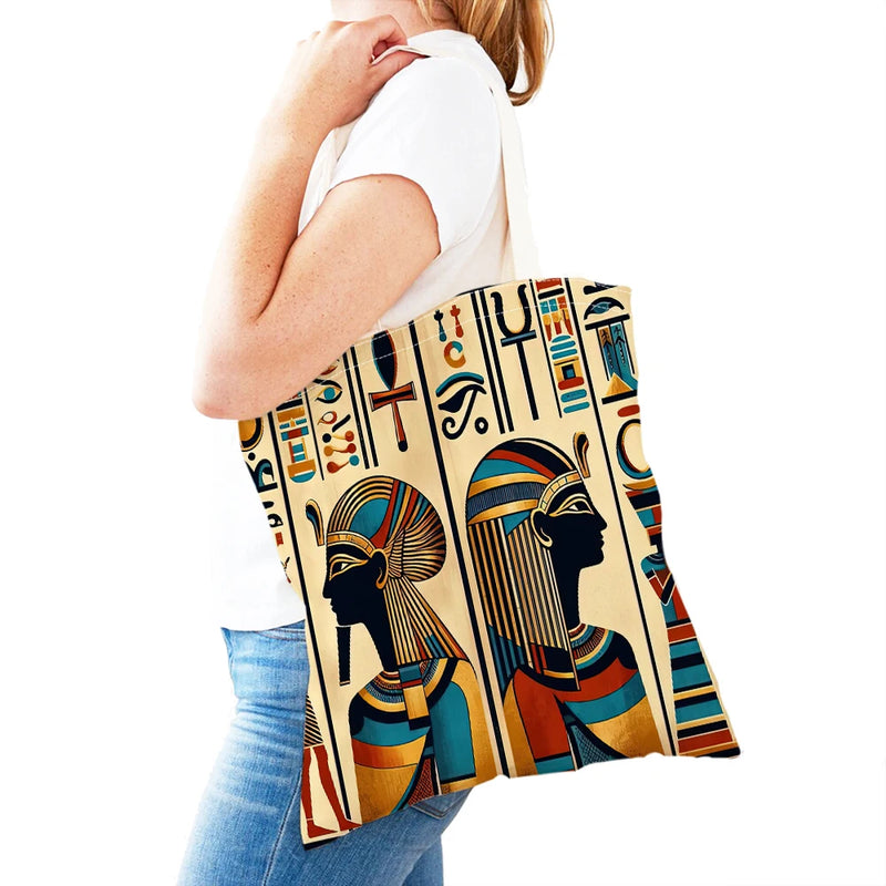 Pharaohs Anubis Women Shopper Bag Murals of Ancient Egyptian Double Print Girl Tote Lady Handbag Shopping Bags