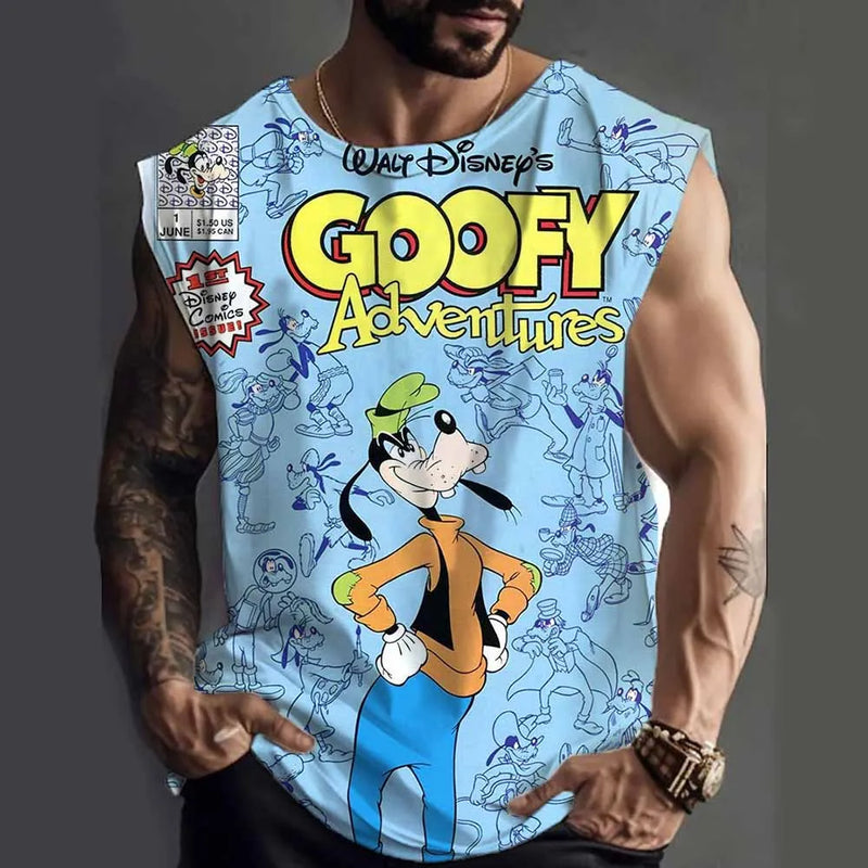 Gym Brand clothing Bodybuilding Fitness Mens running tanks workout Disney Goofy Print vest Stringer sportswear muscle undershirt