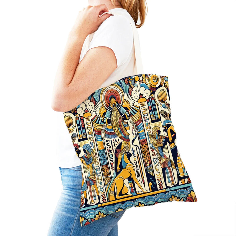 Pharaohs Anubis Women Shopper Bag Murals of Ancient Egyptian Double Print Girl Tote Lady Handbag Shopping Bags