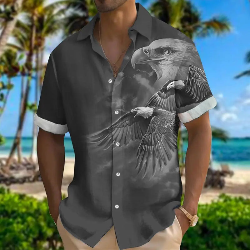 Summer Classic Style Lion Hawaiian Flower Male Social Retro Casual Slim Fit Dress Shirt Blouse Floral Men 3d Print Loose Camisas