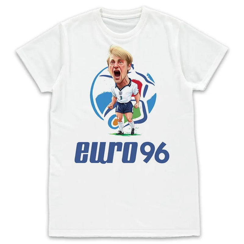 Stuart Pearce Psycho England Football Euro 96 Caricature Printed T-Shirt Tshirt Sizes Small - 3XL Retro Design