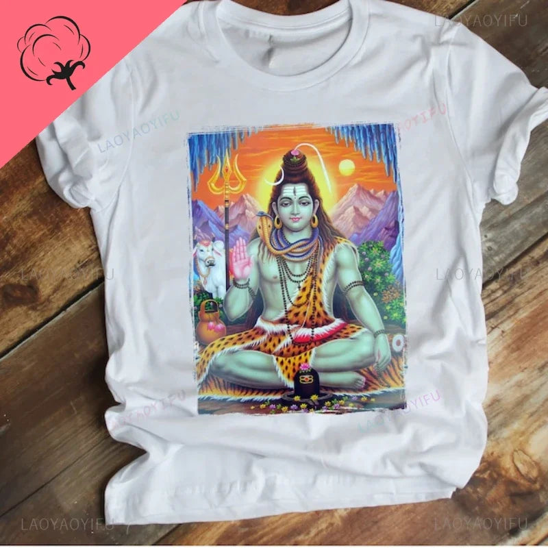 Om Namah Shivaya Hinduism Supreme Lord Shyva Man Printed T Shirt Religious Hindu God Shiva Yoga Meditation Cotton T Shirt Gift