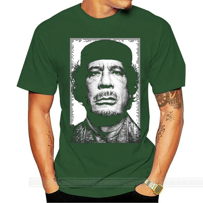 t shirt Gaddafi Libyan Dictator Portrait Men T-shirt cotton tshirt men summer fashion t-shirt euro size