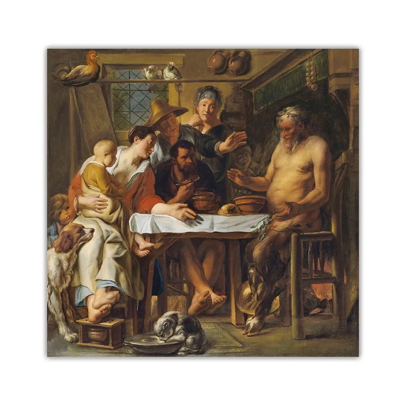 Jacob Jordaens《The satyr and the peasant》Canvas Oil Painting Artwork Aesthetic Picture Poster Wall Hanging Decor Home Decoration