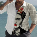 2023 Fashion Shirt Lapel Casual Men's Graffiti Ink Painting Flower Butterfly Outdoor Retro High Quality Material Top Plus Size