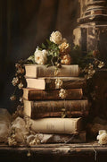 Retro Abstract Dark College Books Skull Flowers Candles Poster Canvas Art Painting Printing Home Room Wall Pictures Decor Gift