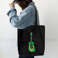 Brazil Map Brazilian Flag Heartbeat Guitar Love Heart Country Watercolor Gift Shoulder Canvas Tote Bag Harajuku Fashion Handbag