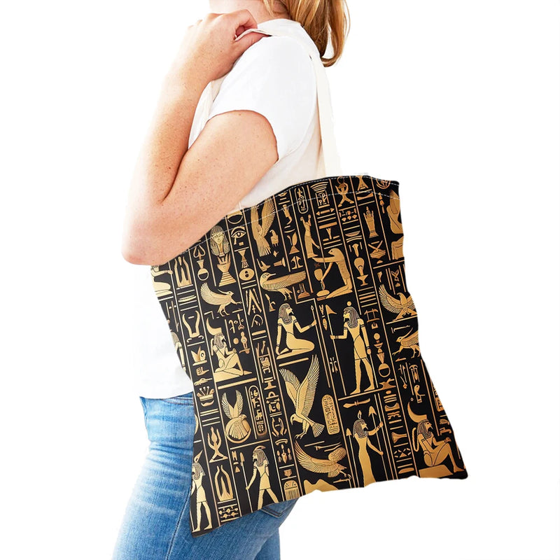 Pharaohs Anubis Women Shopper Bag Murals of Ancient Egyptian Double Print Girl Tote Lady Handbag Shopping Bags