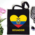 Love Denmark France Greece Egypt Ecuador Mexico Romania Djibouti USA UAE UK Belgium Cape Verde Heart Flag Cute Tote Bag Handbags