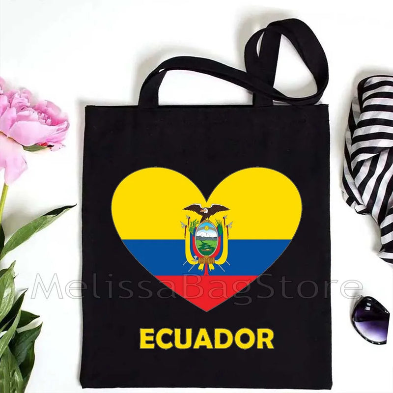 Love Denmark France Greece Egypt Ecuador Mexico Romania Djibouti USA UAE UK Belgium Cape Verde Heart Flag Cute Tote Bag Handbags