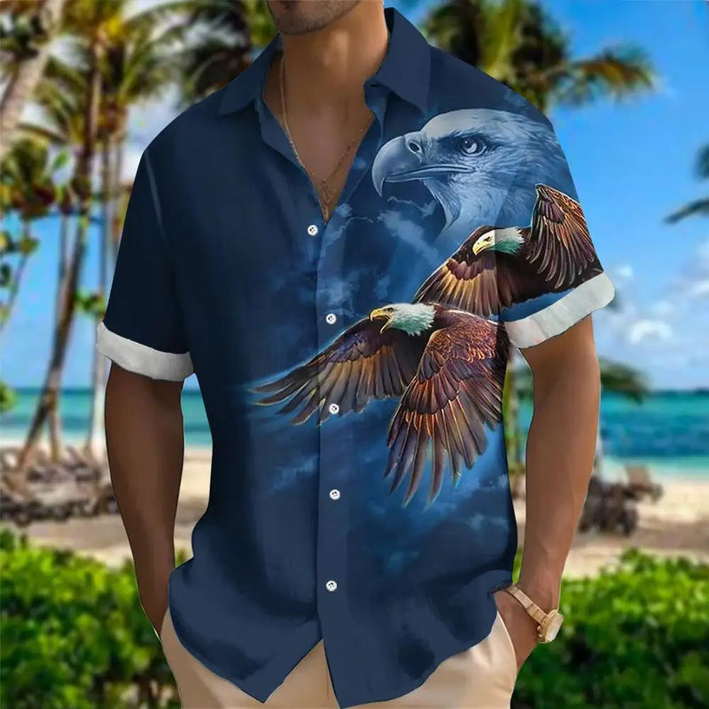 Summer Classic Style Lion Hawaiian Flower Male Social Retro Casual Slim Fit Dress Shirt Blouse Floral Men 3d Print Loose Camisas