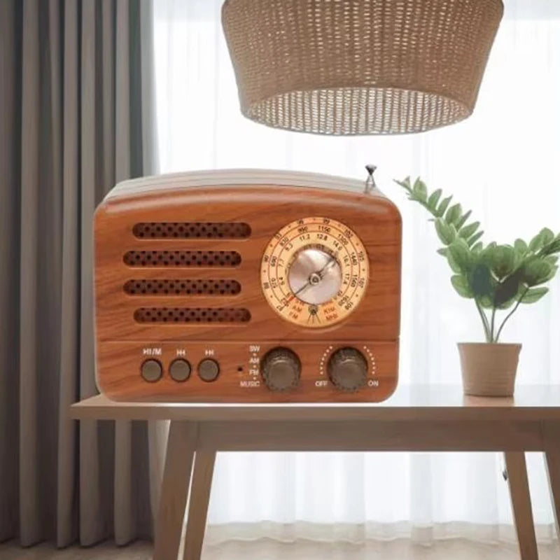 New Classical Retro FM AM Desktop Radio Receiver Rechargeable Portable MP3 Radios Stereo 3W Bluetooth Speaker AUX USB