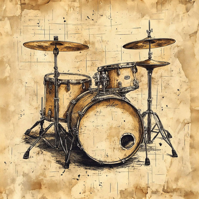 Retro Antique Music Instruments Guitar Microphone Drums Piano Art Poster Canvas Painting Wall Prints Picture Room Home Decor