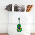 Brazil Map Brazilian Flag Heartbeat Guitar Love Heart Country Watercolor Gift Shoulder Canvas Tote Bag Harajuku Fashion Handbag