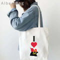 Luanda Angola Map Flag Emblem Gift Idea Love Heart South Africa Skyline Shopper Harajuku Canvas Tote Bag Cotton Shopping Handbag