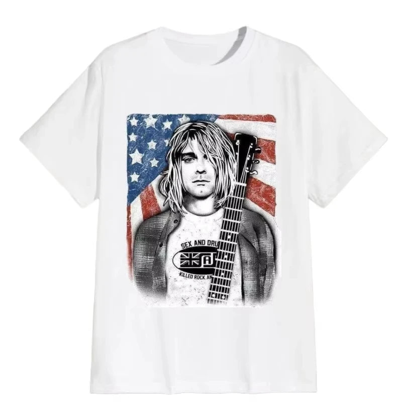 T-shirt Music KURT COBAIN PREMIUM Men and Women American Fashion Hip Hop Rock Short Sleeves Men and Women Street